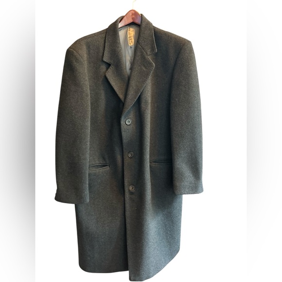Austin Arnold Men's Charcoal Gray Wool Blend Overcoat L Formal Winter vintage - Picture 10 of 15